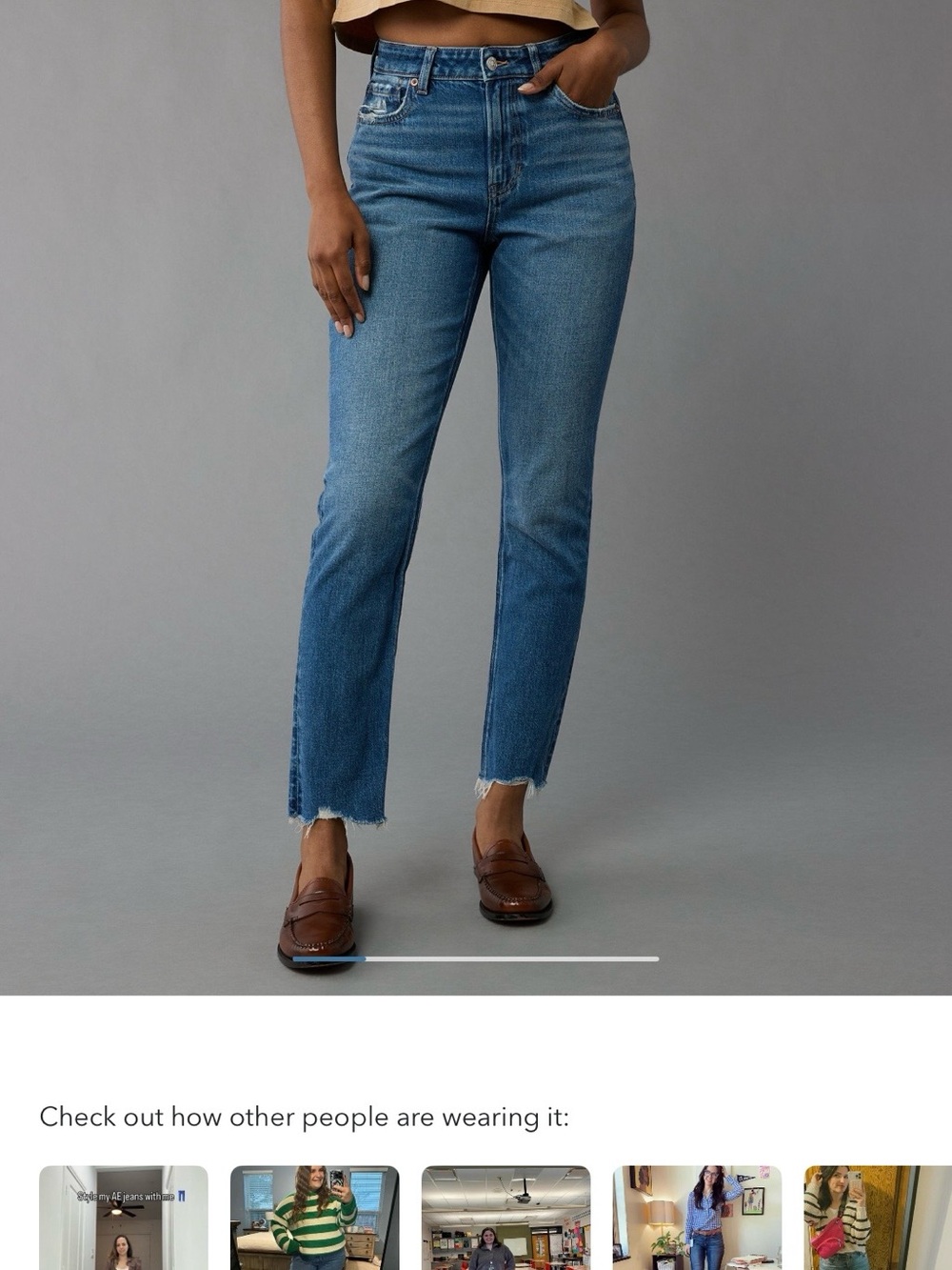 High-Rise Straight Leg Jean AE Strigid Mom Jeans Medium Blue